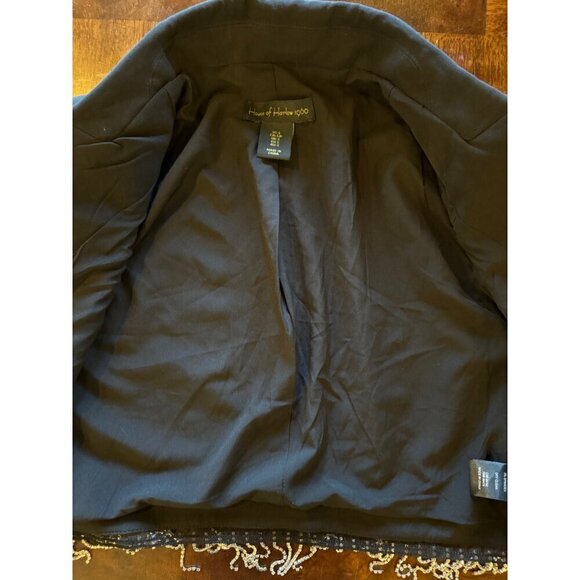House Of Harlow 1960 Blazer‎ Women Small Black Cropped Rhinestone Fringe Coat - Picture 11 of 12